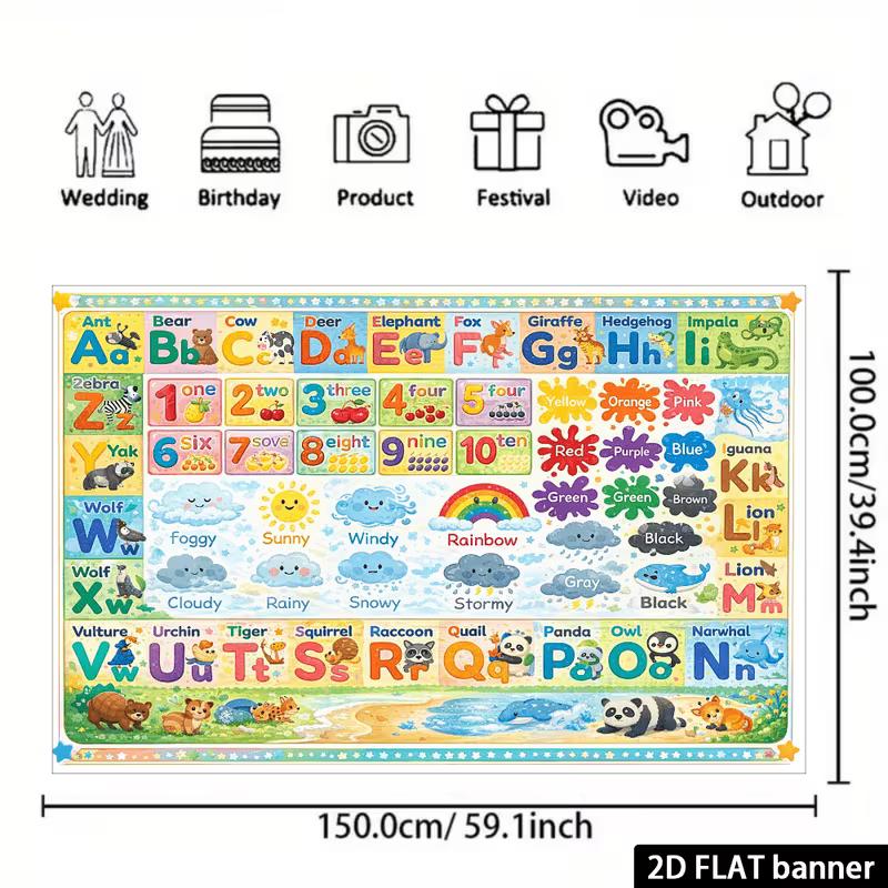 2D Preschool Educational Alphabet Poster Backdrop Photo Booth Fabric