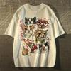American Retro Fun Cartoon Cat Print Shortsleeved Tshirt Unisexs Summer Loose Top Tshirt Graphic