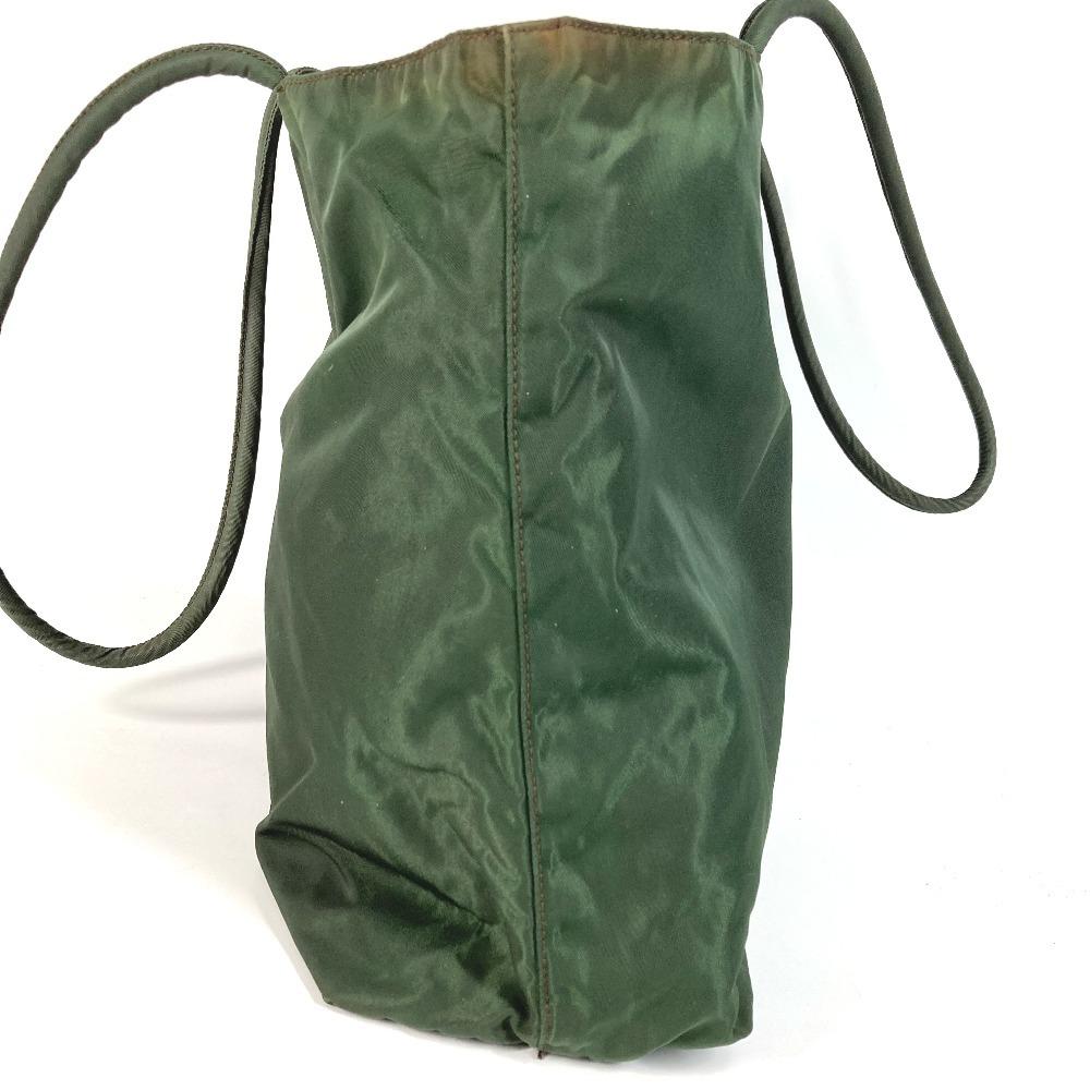 PRADA triangle logo plate Bag Tote Bag Shoulder Bag Nylon khaki