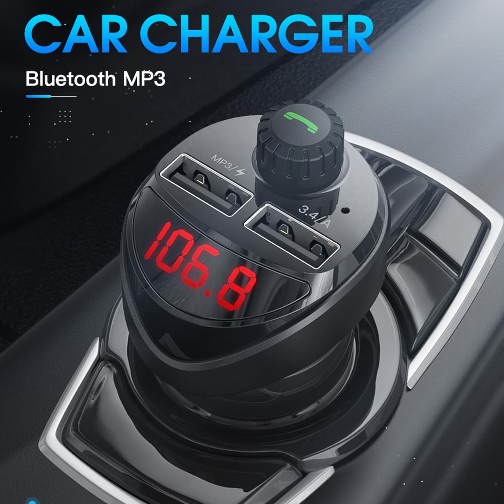 Car Audio MP3 Player Bluetooth-Compatible 4.2 3.4A Car Wireless FM Transmitter Audio MP3 Player LCD Digital Display Quick Charge