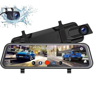 Видеорегистратор, Зеркальный тип, 1080P 10-дюймовый IPS сенсорный экран, 170° широкий угол обзора, Передний и