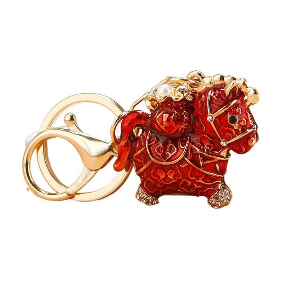 Exquisite Zodiac Horse Pendant Rhinestone New Year Pendant Fashion Horse Year Keychain Ornaments
