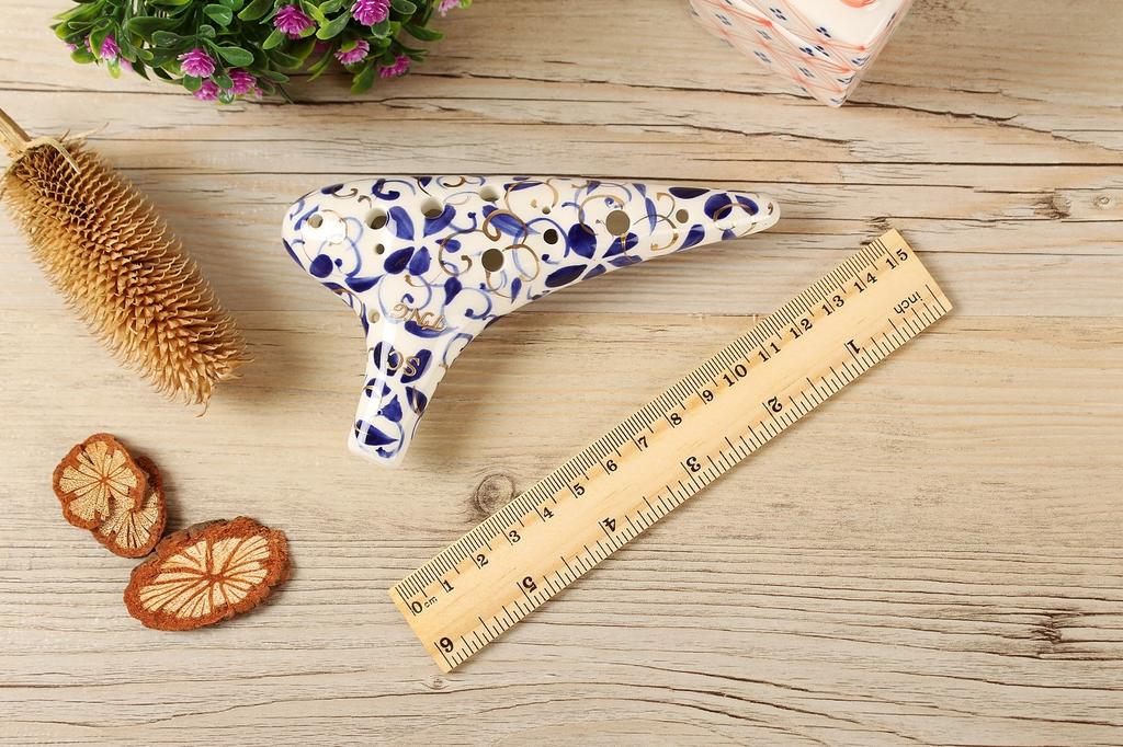 TNG Ocarina музыкальный инструмент роскошная одинарная окарина Wind Wind глазурованная отделка синий цветочный фарфор [сопрано/до-тональность/SC/12 отверстий/белый и синий]