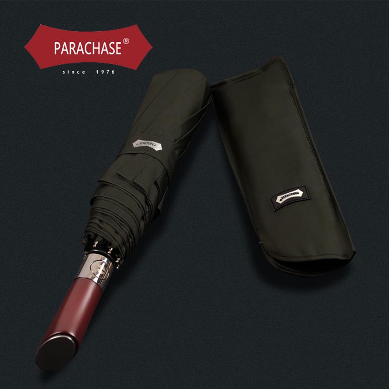 PARACHASE автоматический 121 см очень большой складной зонт из дерева в стиле ретро - идеально подходит для солнца и дождя