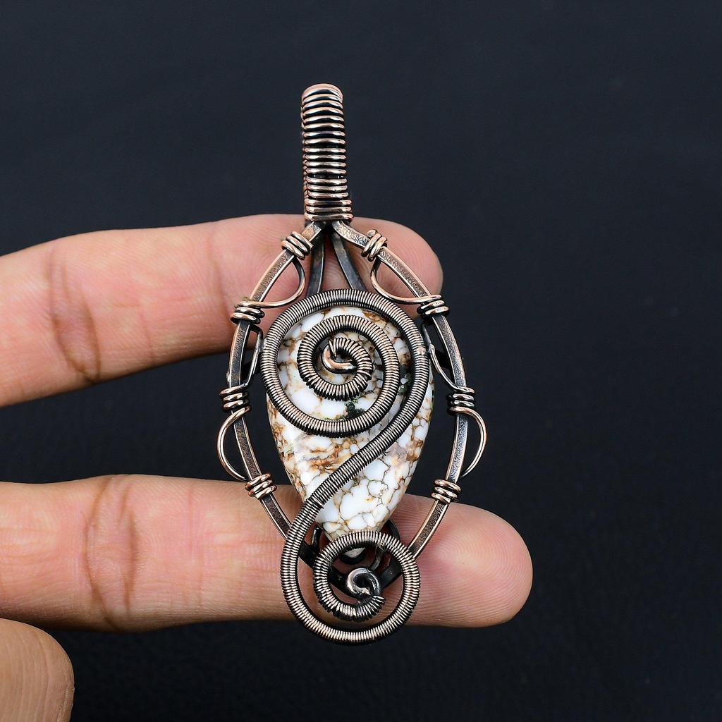 Ювелирный кулон ручной работы из чистой медной проволоки с драгоценным камнем дикой лошади для подарка