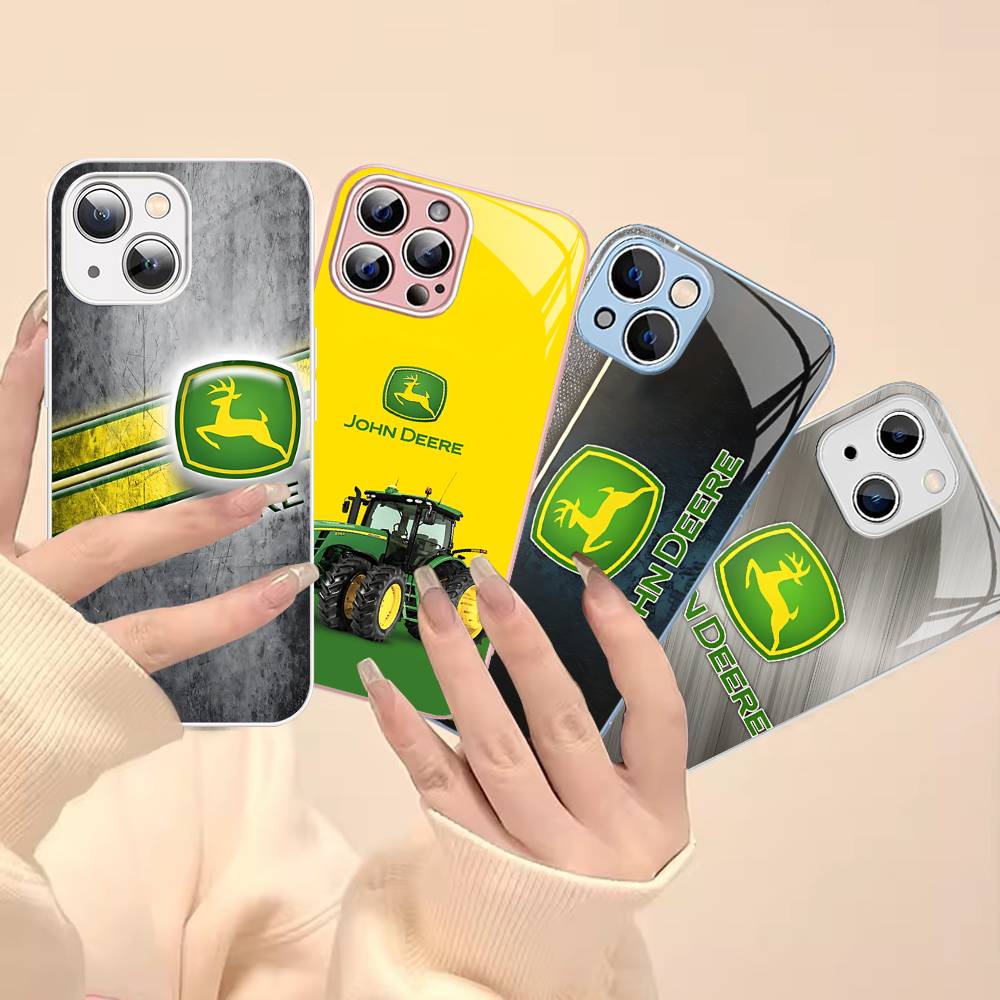 Green J-John Truck D-Deeres Tempered Glass For Iphone 14 13 12 11 Pro Mini XS MAX 14Plus X XS XR Fundas