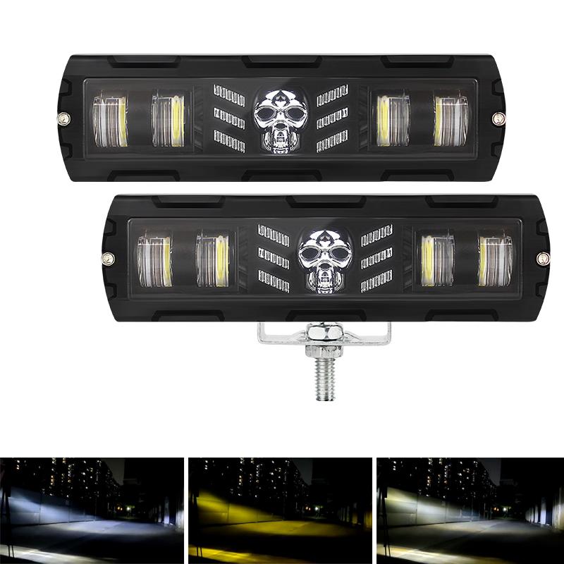 6-дюймовый светодиодный рабочий фонарь с черепом 12 В-36 В для бездорожья, ходовые огни, противотуманные фары для мотоцикла 4X4, ATV, внедорожника, грузовика-тягача