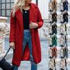 Women's Fashionable Solid Color Lapel Long Sleeved Plush Casual Versatile Long Jacket