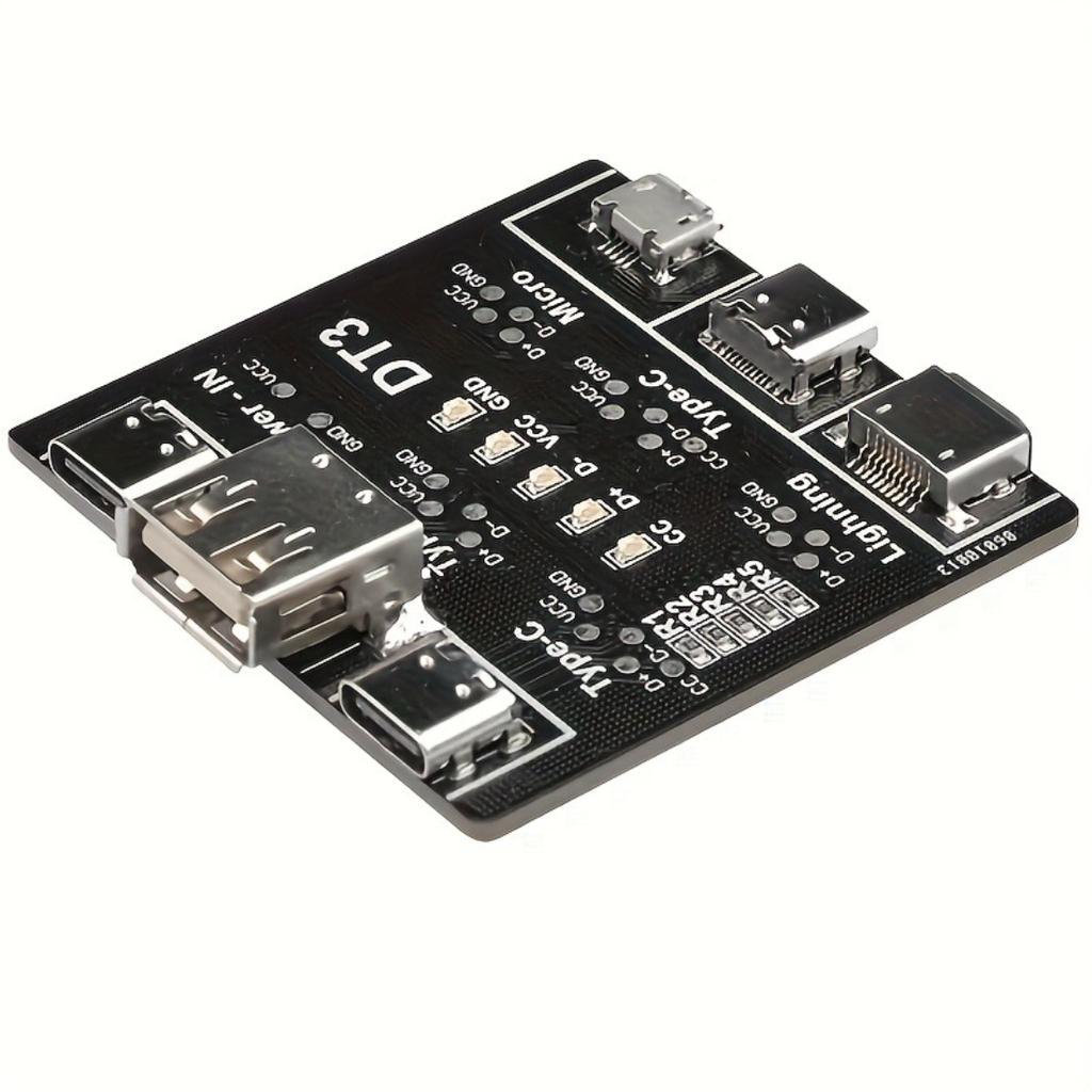 Компактная тестовая плата USB-кабеля DT3, Быстрый тестер для кабелей IOS Android Type-C, Портативный модуль PCB с защитой, Переключатель и световой индикатор