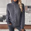 Autumn and Winter Loose Pullover Lapel Solid Color Twist Knitted Sweater for Women