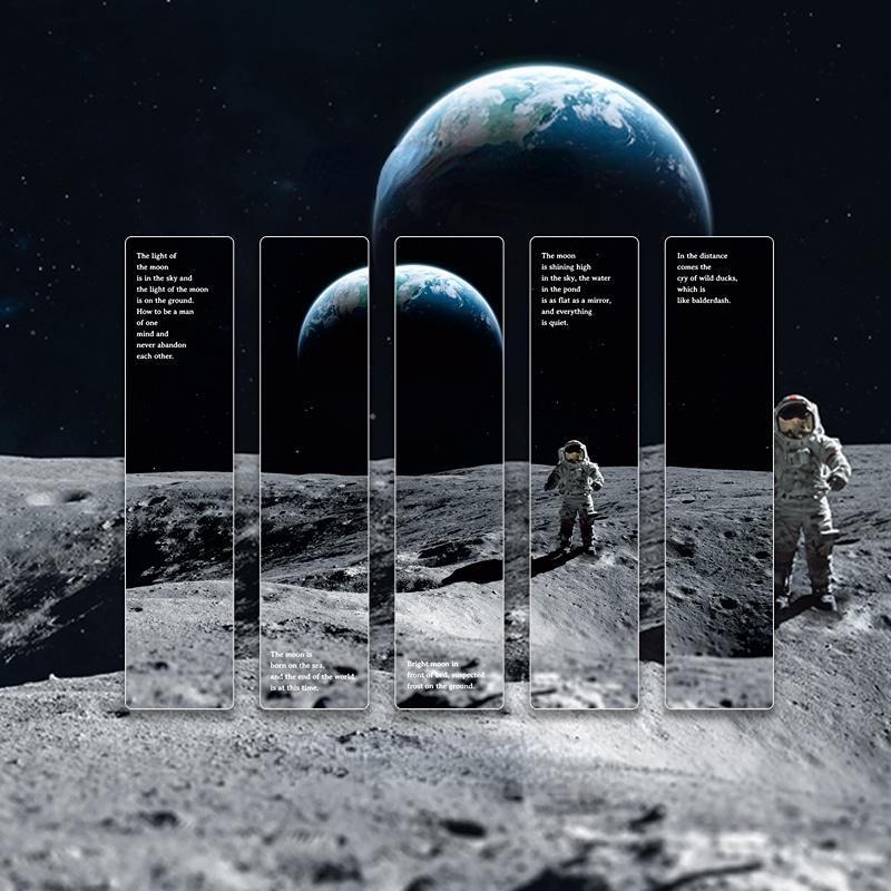 5 Pcs/pack Space Tour Series Bookmark PVC Reading Book Mark Dusk Moon Book Page Marker Stationery Supplies