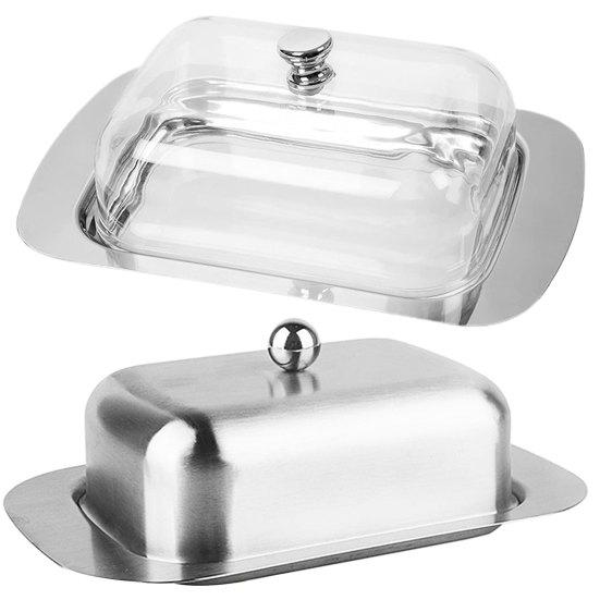 Блюдо для масла с крышкой из нержавеющей стали, не содержащее бисфенола А, безопасный ящик для хранения в посудомоечной машине для торта с маслом, хлеба, фруктов, домашнего ресторана, отеля, кухни