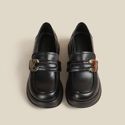 Лоферы на платформе, женские с юбками, маленькие кожаные туфли в британском стиле, повседневные туфли на толстом металлическом каблуке