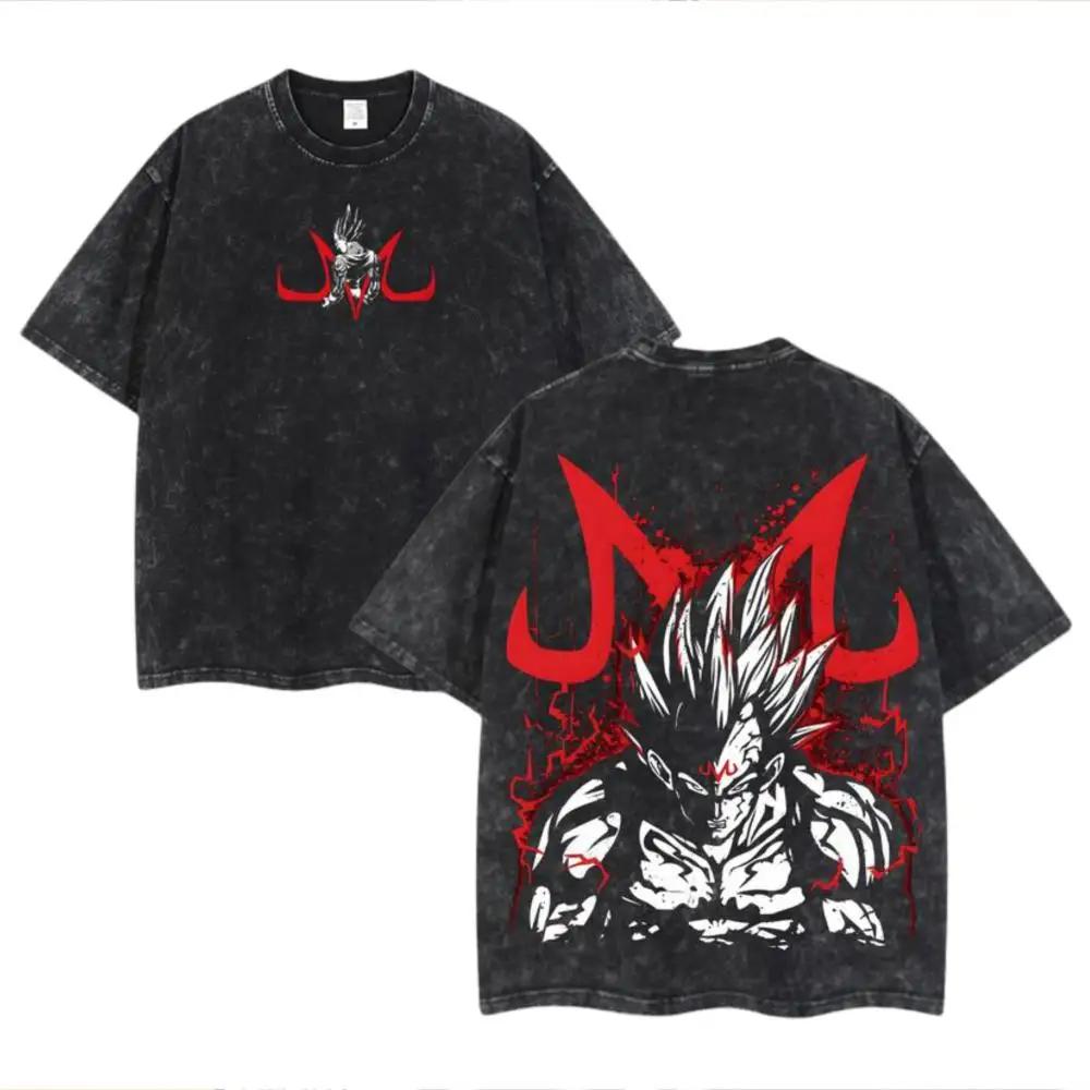 New Anime Dragon Ball Printed Tshirt Mens and Womens Washed Tshirt High Quality Vintage Cotton Tshirt Harajuku Tops