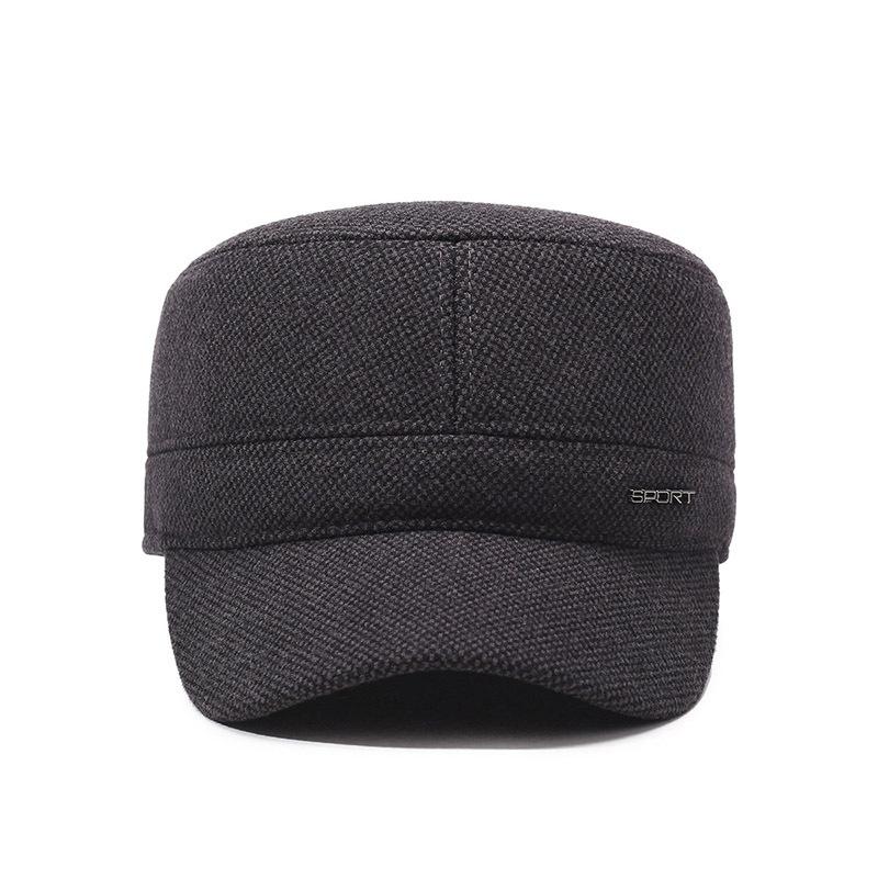 Кепка для людей среднего и пожилого возраста, мужская шерстяная плоская кепка, осенне-зимняя теплая кепка для отца, толстая защитная кепка для ушей