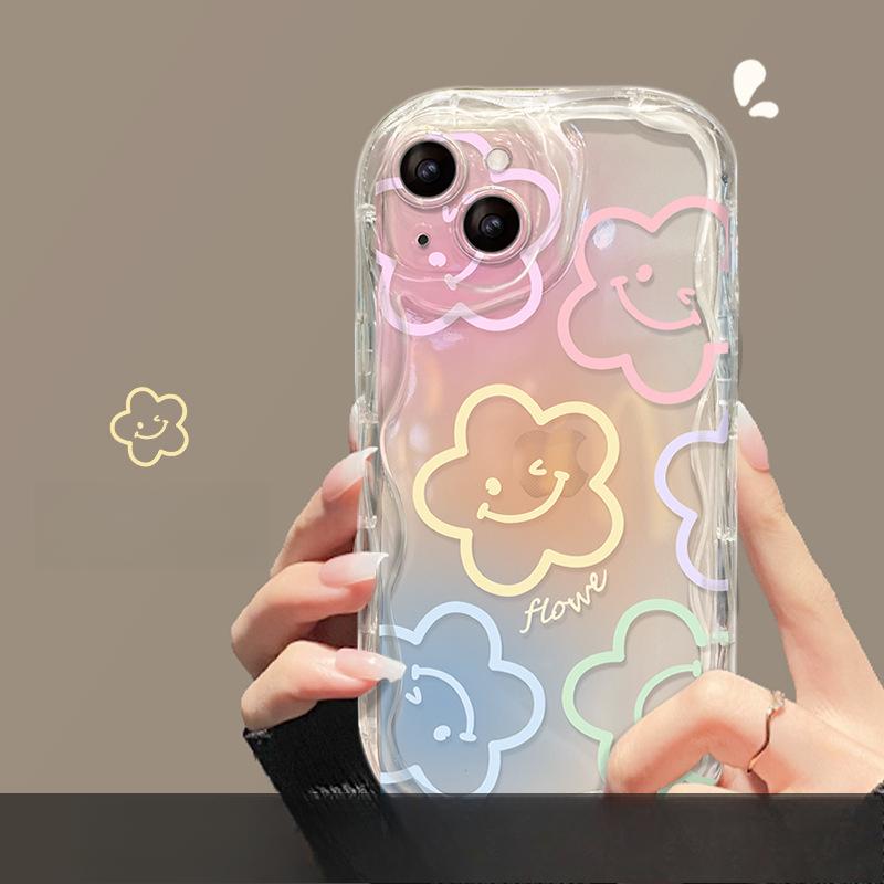 Подходит для Apple 14 Чехол для мобильного телефона для женщин IPhone13promax Прозрачный 12mini Smiley Flower Stand 11