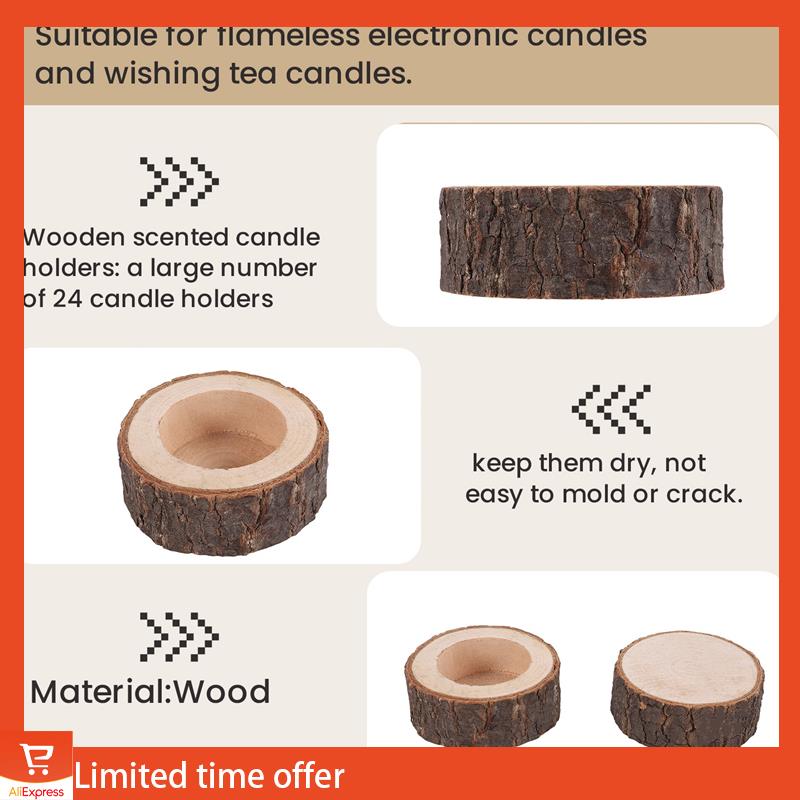 Fresh 24Pcs Wooden Candle Holder,Votive Tealight Holder For Wedding Party For Table,Birthday Christmas Party Home Decor