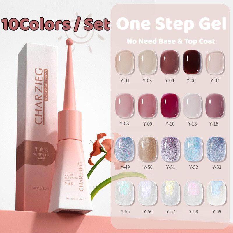 10Colors/Set 10ml One Step Gel No Need Base Top Coat UV Gel Polish Jelly Color Soak Off Varnish Nail Art Gel Lacquer