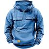 Men's Solid Color Long Sleeve Multi-pocket Loose Hooded Sweatshirt