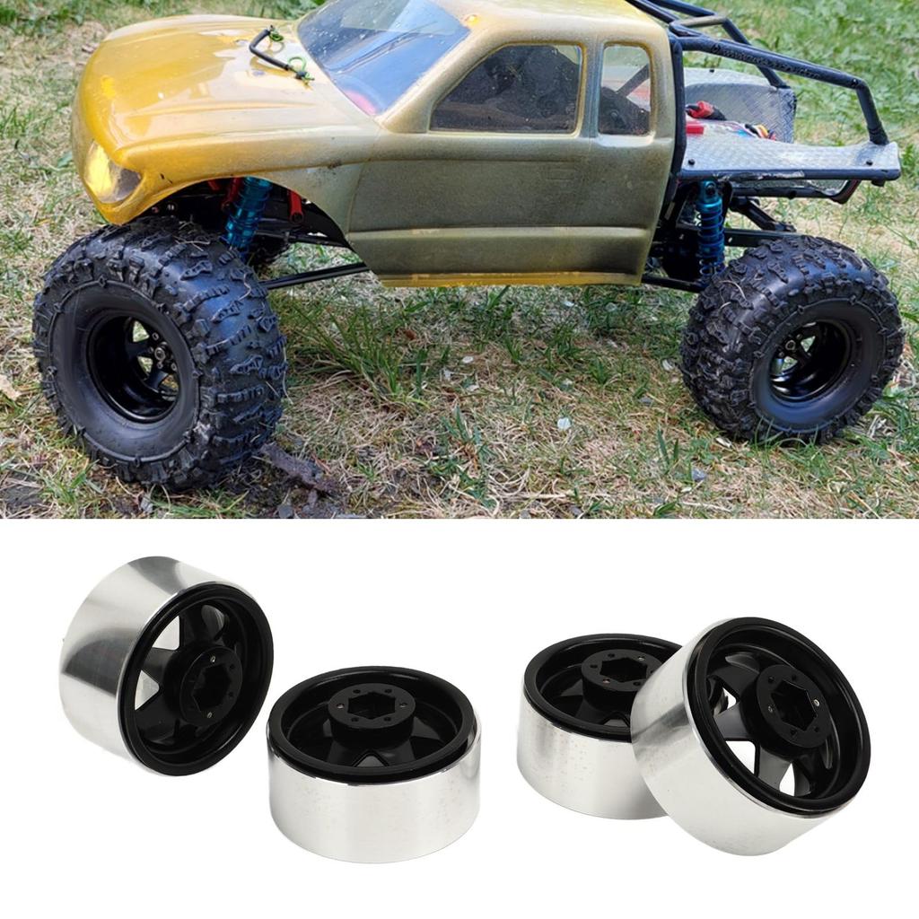 Set of 4 1.9-inch Steel Beadlock Wheels for RC Crawlers (Black) - Compatible with Axial SCX10 90046, D90, Traxxas TRX4, Redcat, Tamiya, and HPI