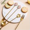 1PCS Kitchen Coffee Tableware Cherry Blossom Spoon Fork Stainless Steel Coffee Spoon Kitchen Star Long Handle Stirring Spoons