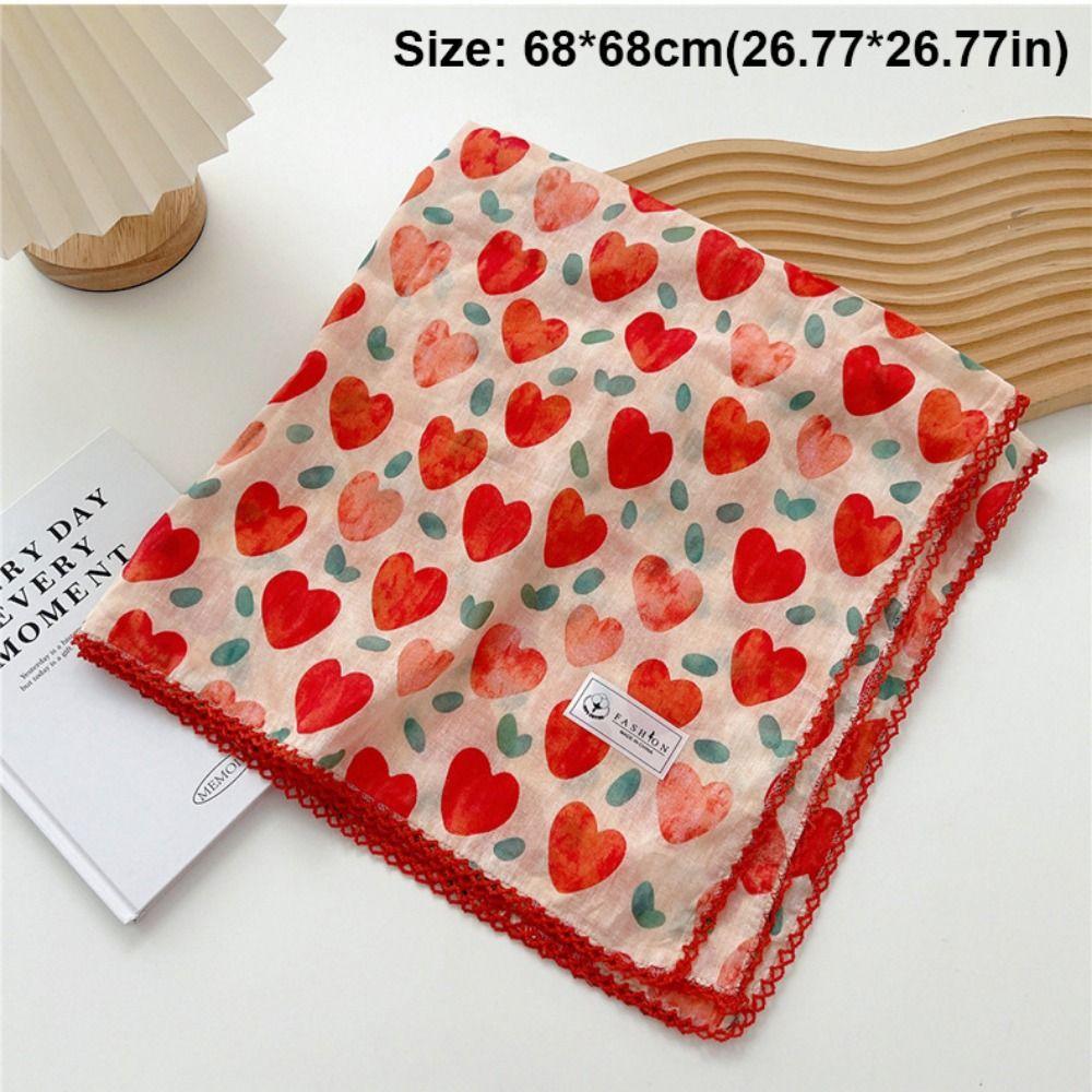 Flower Pattern Hair Scarf Double Sides Head Handkerchief Trendy Silk Scarf Spring Summer Fall