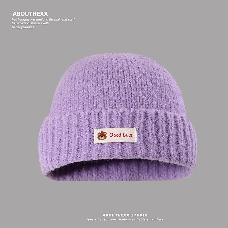 New Autumn and Winter Big Head Warm Hat for Women Showing Face Small Knitted Hat Outdoor Casual Ear Protection Cold Hat Men Pull Out Hat