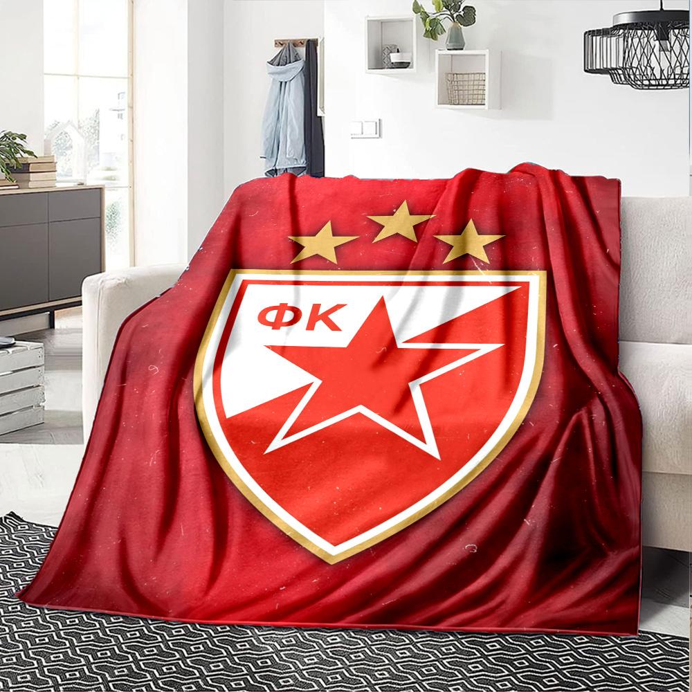 Crvena Zvezda Printed Flannel Blanket, soft throw for bedroom sofa, washable, Christmas present, great gift.