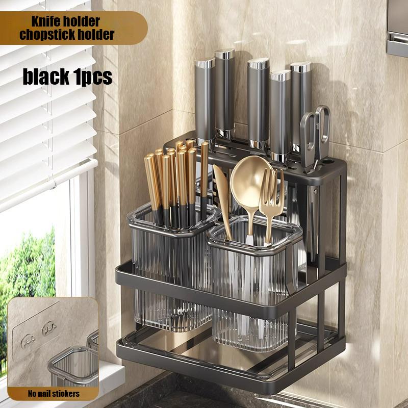 Держатель кухонных ножей, подставка для хранения палочек для еды, настенная многофункциональная разделочная доска, встроенная стойка для хранения ножей
