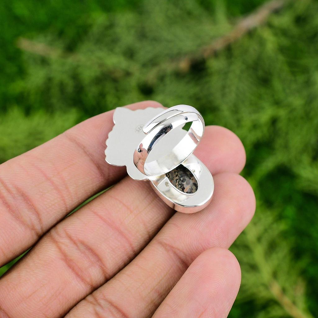 Mothers Day Deal Sterling Silver Natural Leopardskin Jasper Multi Stone New Ring