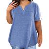 Женская футболка с V-образным вырезом, короткими рукавами и нагрудными карманами, однотонная повседневная свободная футболка для повседневной носки