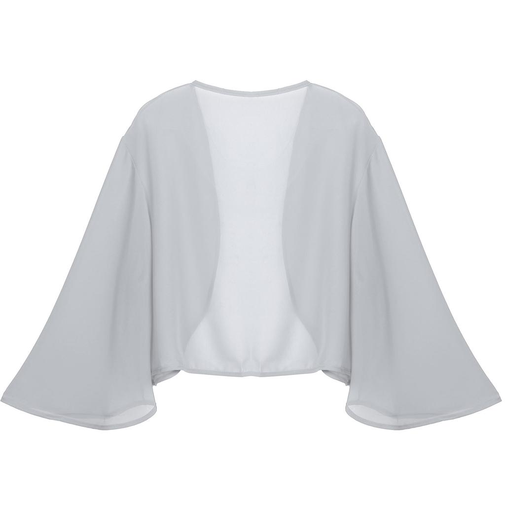 Women's Elegant Bolero 3/4 Sleeve Chiffon Cardigan Wedding Party Bridal Dress Cover Ups