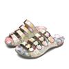Summer Beach Slippers Retro Hand-painted Genuine Leather Soft Sole Slides Women's Shoes