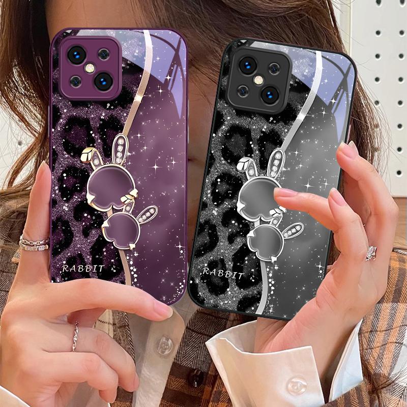 Мультяшный леопард и кролик Для Oppo Find X5 X8 Pro X3 Lite A72 58 73 54S F11 79 Reno 6 4Z 5G Nord N200 Закаленное стекло Чехол для телефона