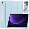 Tablet Case for Samsung Tab S9 FE 10.9 Inch 2023 Pen Holder Trifold Leaher Soft Back Flip Bracket Kickstand Shockproof Cover
