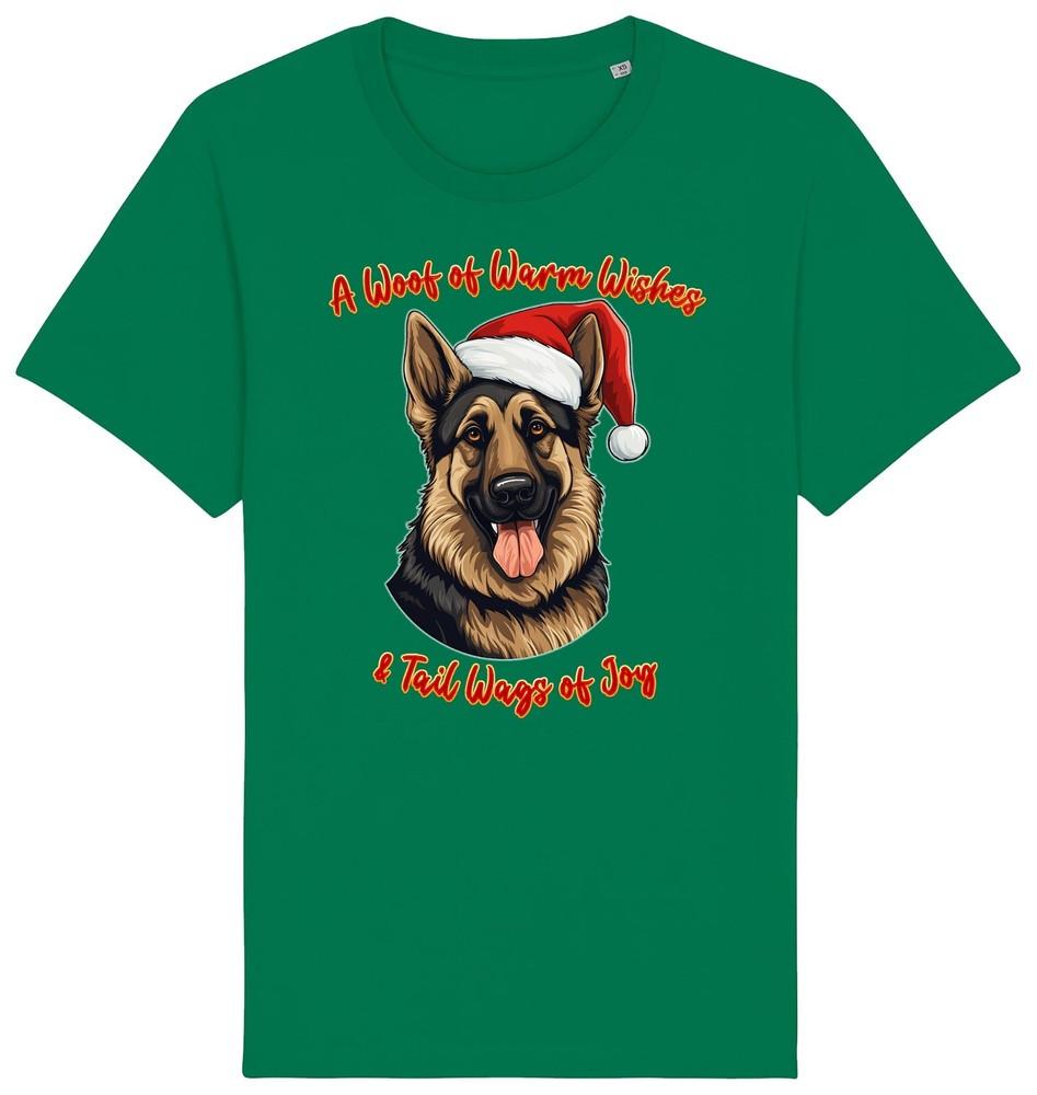 Kids German Shepherd Christmas T-Shirt Santa Dog Woof Wishes Dogs Alsatian Gift