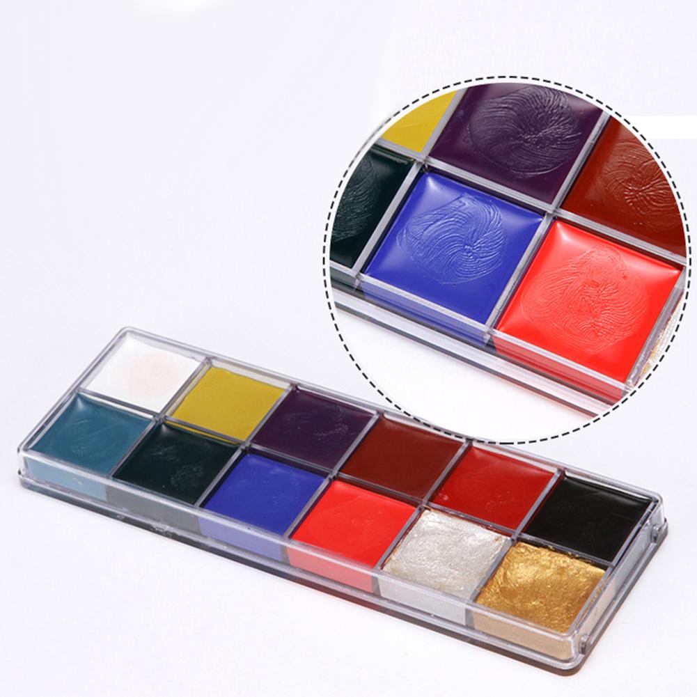 Набор масляной живописи для тела, Хэллоуин, 12 цветов, моющаяся картина маслом для лица и тела, пигментные кисти, инструмент для макияжа