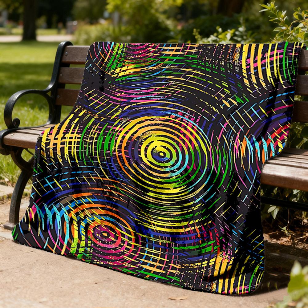 1pc Colorful CirclesOutdoor Blanket, Soft And Comfortable Blanket, Casual Warm Outdoor Blanket, Good Birthday Gift yy260328051