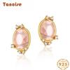 Tancise 925 Sterling Silver Pink Crystal Earrings Drop Earrings For Women Wedding Party Gifts