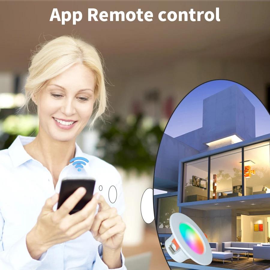 Tuya LED Downlight Wifi Alexa Smart Home Alice Yandex Google Встраиваемый потолочный светодиодный точечный светильник 110 В 220 В Диммируемая RGB-лампа