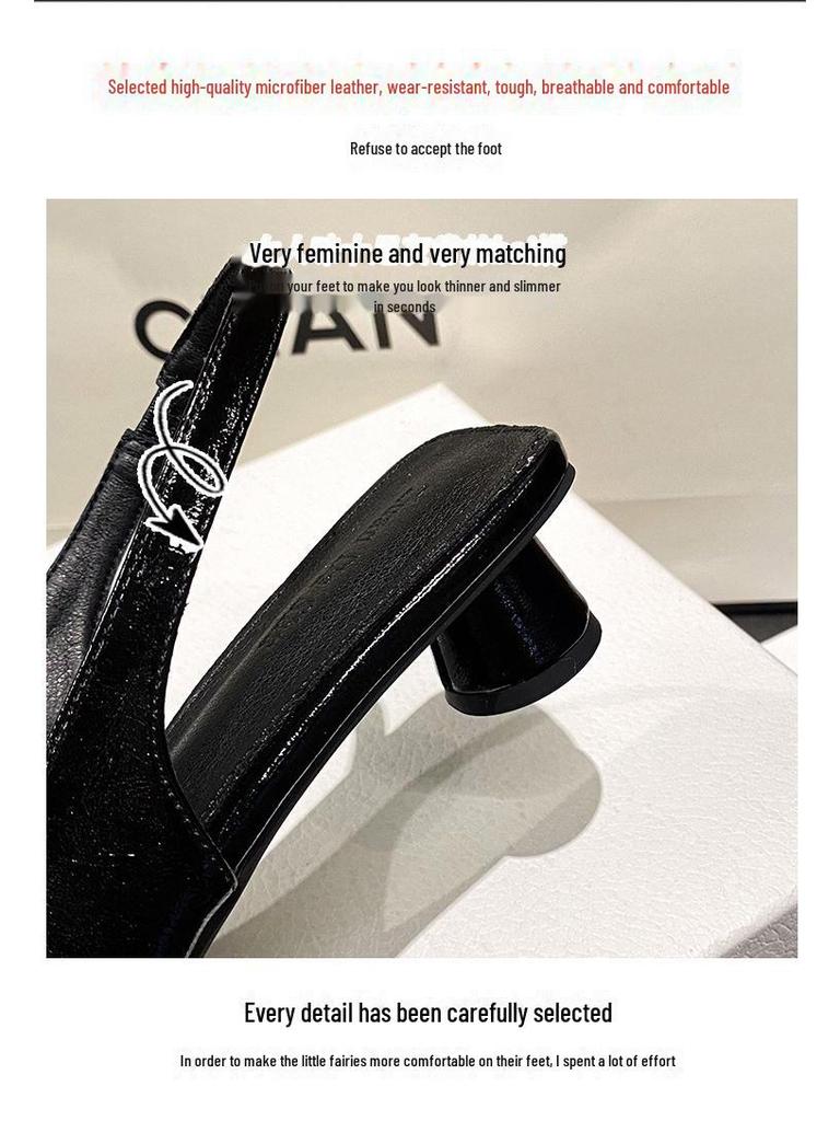 Женские босоножки с закрытым каблуком и острым носком, украшенные французскими стразами, 2024 г., большие размеры 41-43