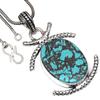 Pendant Tibetan Turquoise Gemstone Handmade Gift For Her Silver Jewelry 2"
