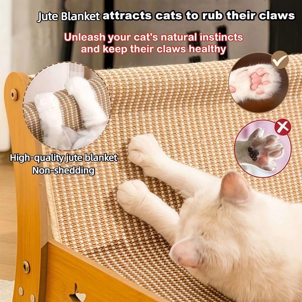 Веселое кресло-игрушка для кошек 3 в 1, встроенное джутовое одеяло, лежанка для кошек, деревянный износостойкий кошачий диван для игр/сна кошки