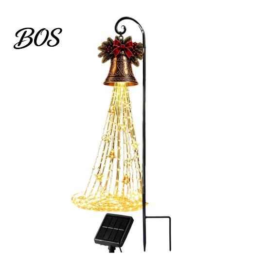 Easy Install Lawn Pathway Stakes Solar Powered Christmas Garden Light, Outdoor Metal Stake Waterproof Yard Lighting Star Snowflake Waterfall