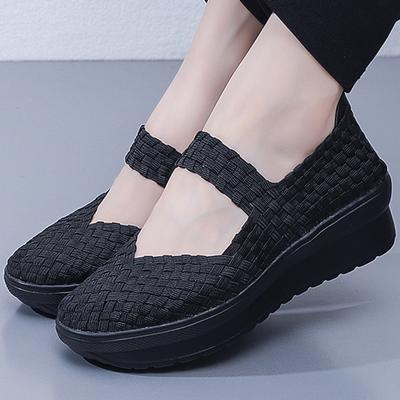 Женская тканая обувь, летние спортивные сандалии с пышным тортом, толстой конопляной подошвой и плетением