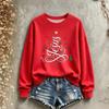Women's Christmas Print Long Sleeve Crewneck Sweatshirt Casual Holiday Pullover Top