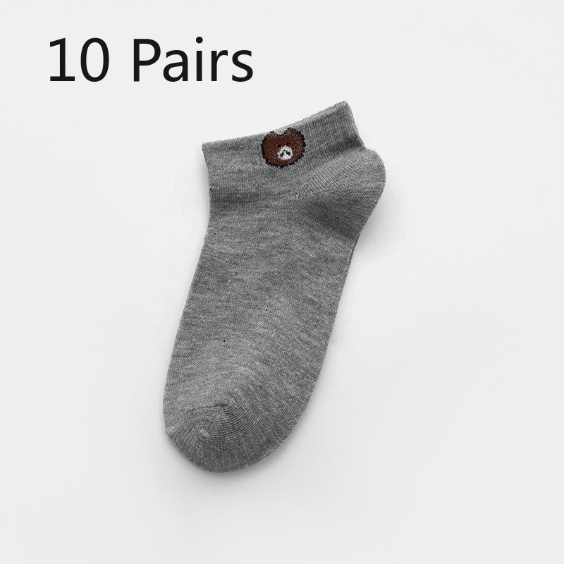 10 Pairs of Women's Four Seasons Disposable Cartoon Bear Socks