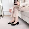 608-3 Classic Square Buckle Small Square Head Shallow Mouth Flat Shoes Autumn and Winter New Rhinestone Low Heel Commuting Single Shoes Women's Shoes