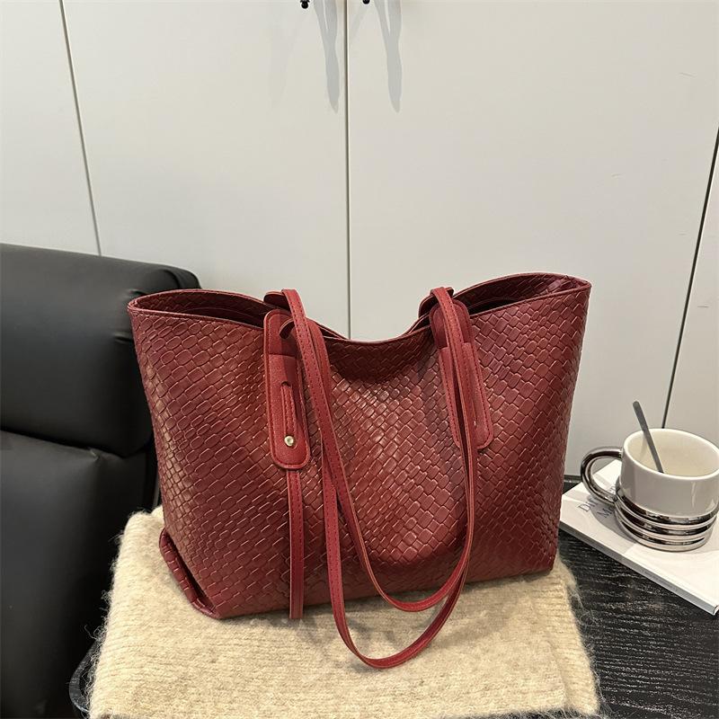 Retro Woven Large-capacity Bag Women's 2025 Autumn New Korean Version Fashion Tote Bag Versatile Underarm Bag Shoulder Bag