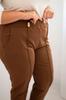 Spodnie Damskie Bawełniane Plus Size Z Elastycznym Pasem Camelowe 9Xl